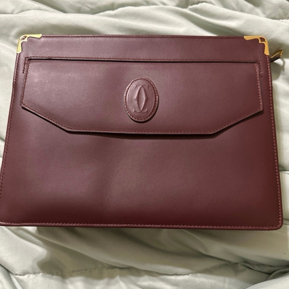 Cartier Burgundy Leather Clutch